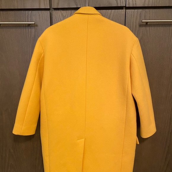 Mustard Yellow Wool Crombie Coat Celine - Picture 2 of 4